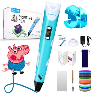 Sunfuny 3D Pen, 3D Printing Pen Drawing Art Craft Set for Kids Adults, Adjustable Speed＆Temp, Baby Blue
