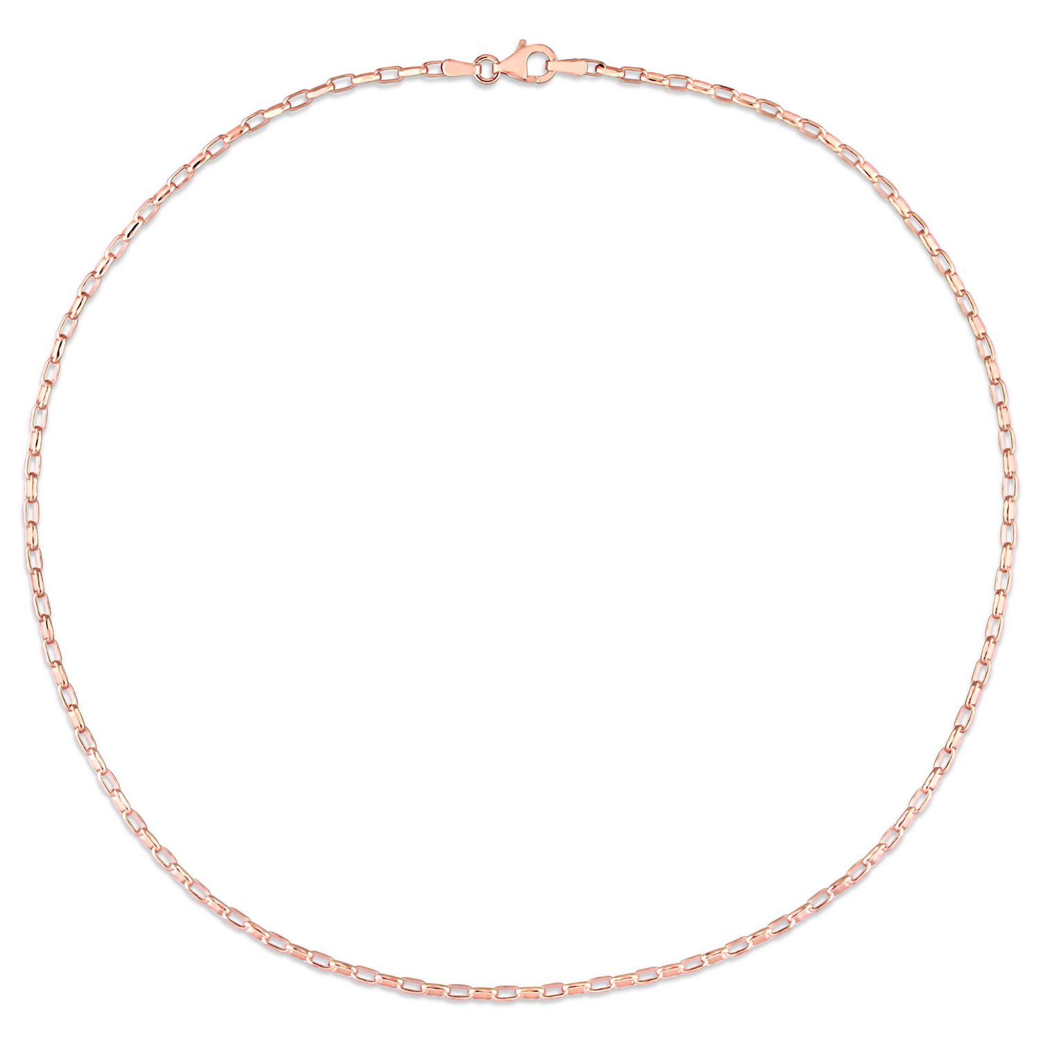 Collier en chaîne à bille ovale de Miabella en argent sterling plaqué or rose 18K