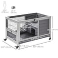 thumbnail image 3 of PawHut Wooden Indoor Rabbit Hutch on Wheels with Run, Grey, 3 of 10