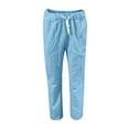 thumbnail image 4 of Yuyuzo Womens Cotton Linen Slacks Plus Size Lounge Pants Drawstring Waist Straight Leg Trousers Solid Color, 4 of 4