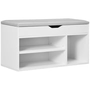 HOMCOM Shoe Bench Entryway Rack w/ Padded Cushion for Hallway, White