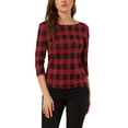 thumbnail image 1 of INSPIRE CHIC Women's Work Boat Neck 3/4 Sleeve Stretchy Knit Blouse, 1 of 6