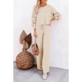 thumbnail image 3 of ORUYROP Ensemble de Pull 2 Pcs pour Femmes Haut Court à Manches Longues et Pantalon Large, 3 of 7
