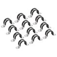 thumbnail image 1 of Unique Bargains 12Pack 1-3/16' Cable Clamp U Shape Stainless Steel Rubber Cushioned Pipe Strap, 1 of 5
