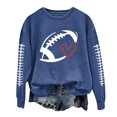 thumbnail image 1 of Aocisk Chandail à Capuche Léger à Manches Longues pour Femmes avec Imprimé Graphique de Football, Col Rond, Chandail à Manches Longues, Blouse Bleue TTG, 1 of 4