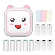 Mini Pocket Printer C26 - 2-Inch 58mm Thermal Printer, 200dpi for Notes, Images, Webpages & More - Includes 6 White, 5 Self-Adhesive, and 3 Color Paper Rolls - Rechargeable Lithium Battery - Pink