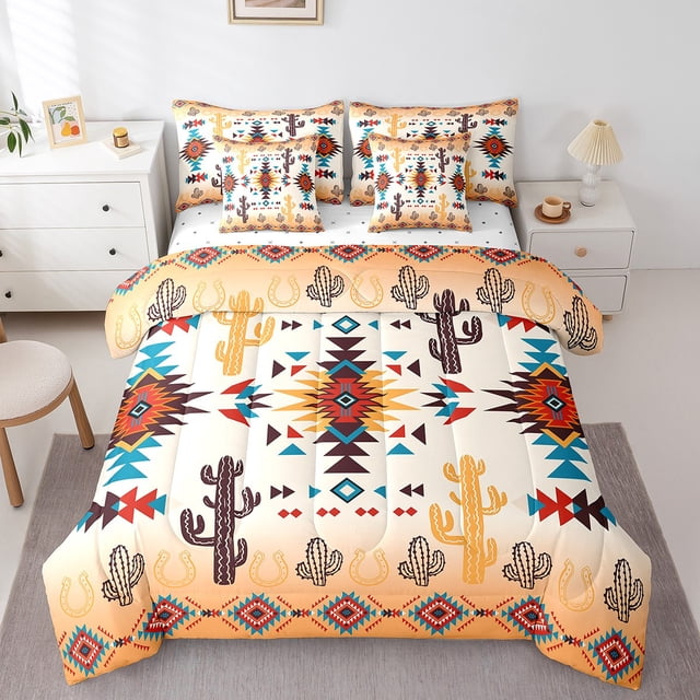Erosebridal Western Aztec Bedding King Size, Mandala Boho Bedding Sets King Size, Tribal Geometry Decor, Reversible 7pcs