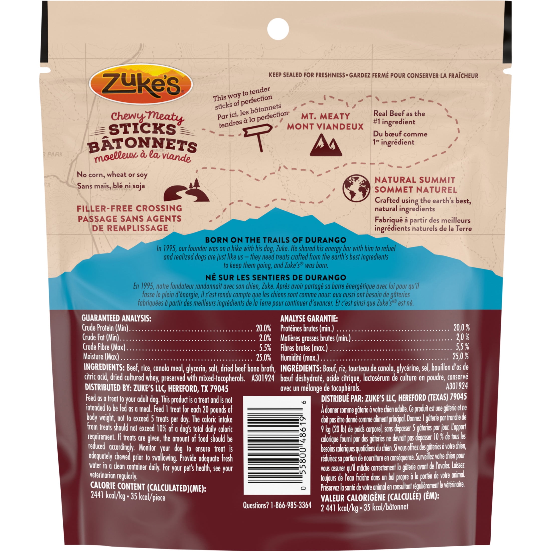 Zuke’s Bâtonnets Moelleux à la Viande Recette au Bœuf, Gâteries pour Chiens 170 g