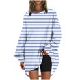thumbnail image 2 of RXIRUCGD Sweat-Shirt Oversize à Col Rond pour Femmes Imprimé Manches Longues Tunique, Bleu, Taille : m, 2 of 5