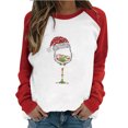 thumbnail image 1 of HKEJIAOI Haut à Manches Longues pour Femmes à Col Rond de Noël avec Imprimé de Verre de Vin Mode Femmes Mode, 1 of 6