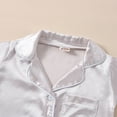 thumbnail image 4 of Kids Baby Boy Girl Satin Silk Pyjamas Pjs Set Short Sleeve Button Down Loungewear 2Pcs Nightwear Homewear, 4 of 8