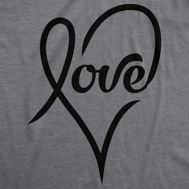Womens Love Cursive Heart Design Cute Graphic Novelty Valentines