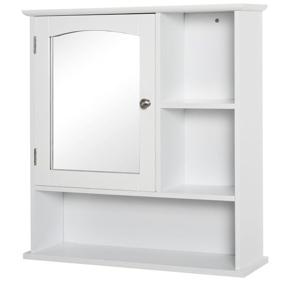 kleankin Wall Mounted Bathroom Mirror Cabinet with Door Adjustable Shelf