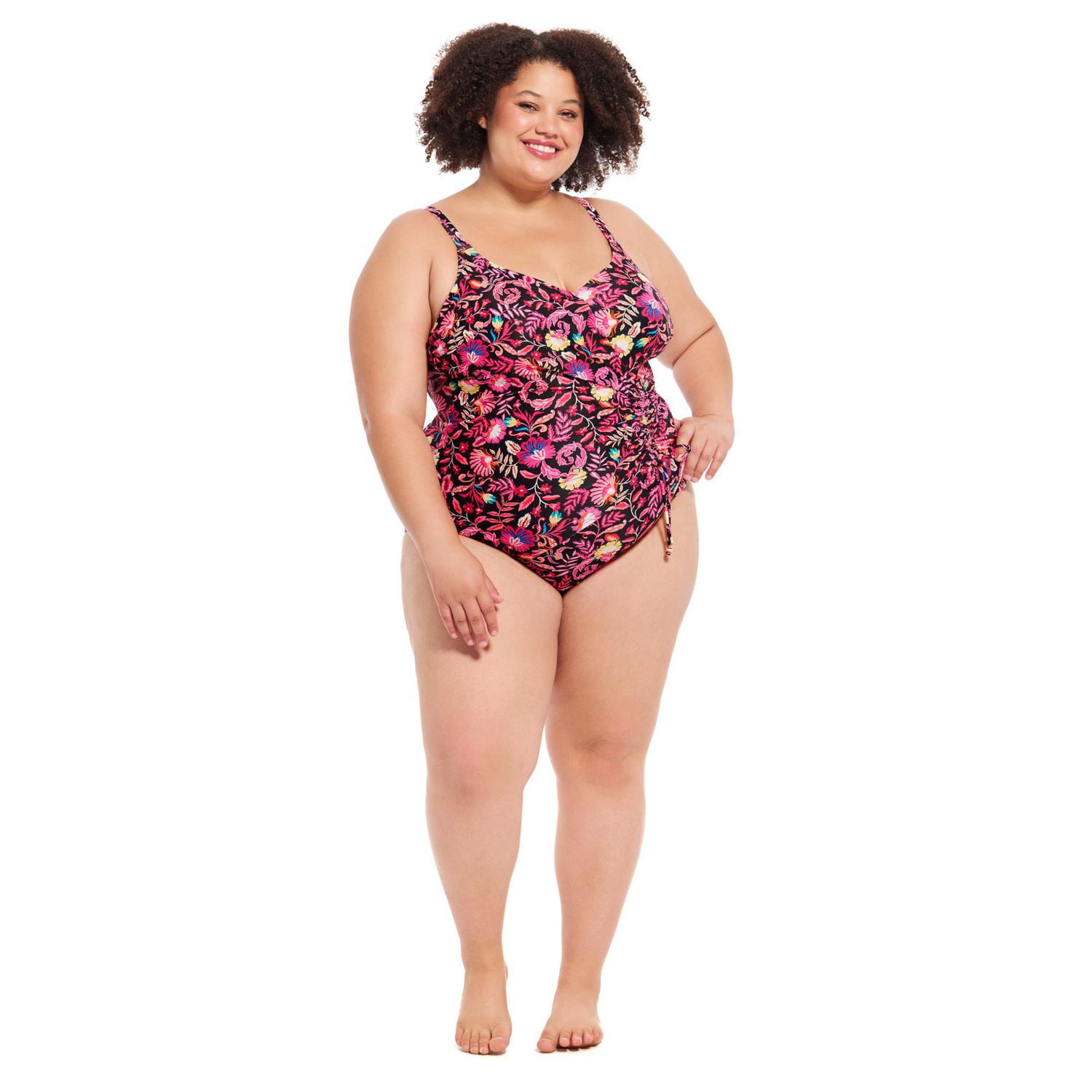 Maillot de bain une-pièce Krista pour femme à encolure en V avec fronces l’avant
