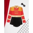 thumbnail image 4 of Choomomo Robe de Fanfare Majorette pour Filles Enfants à Franges à Manches Longues avec Découpe au Dos Justaucorps Uniforme de Batteur Rouge 8, 4 of 7