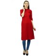 thumbnail image 4 of Phagun Kurti Tunique Unie en Coton Col Mandarin Kurta Blouse Ethnique Décontractée, 4 of 8