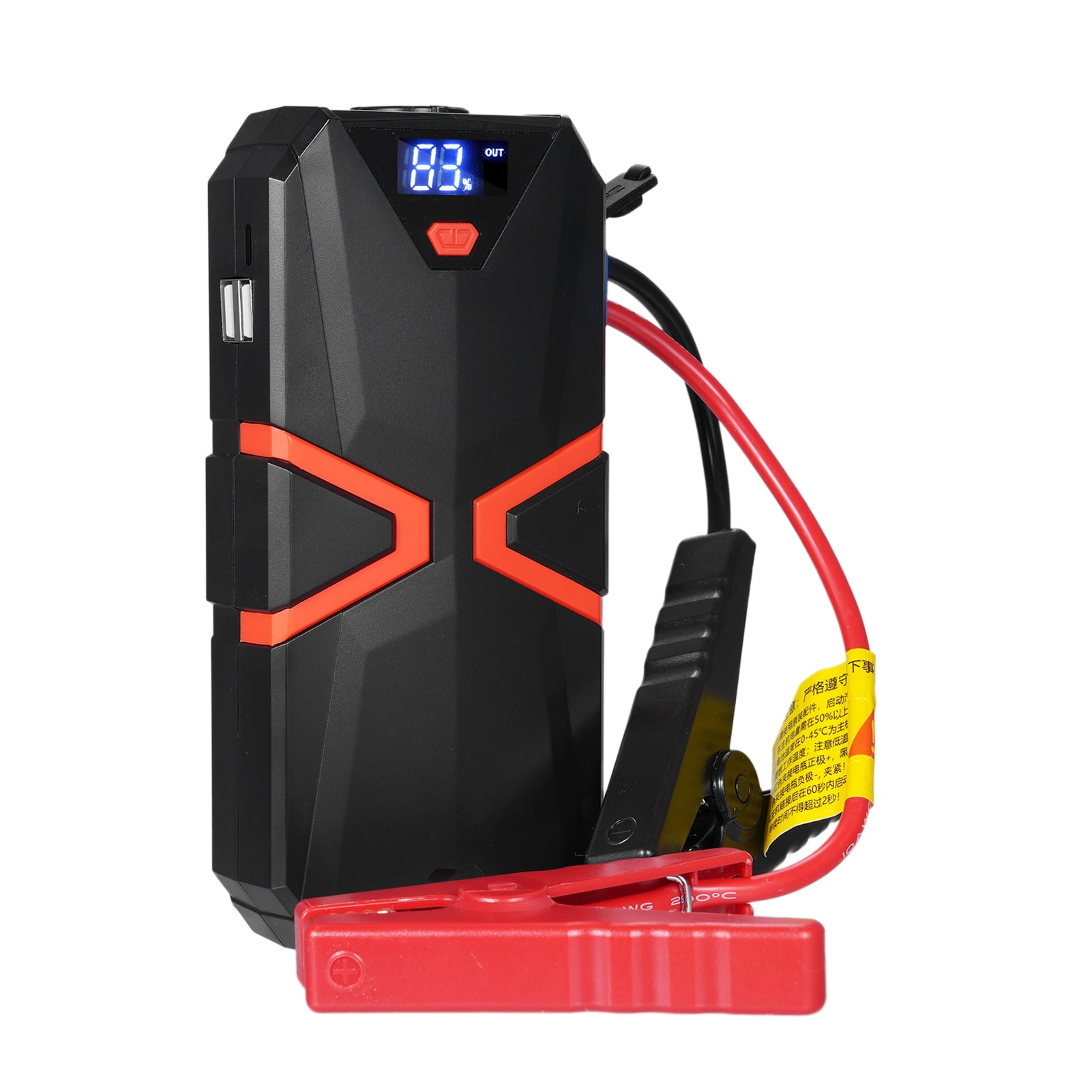 Lepmerk DN06 Portable Car Jump Starter with 6000mAh Battery, 12V Auto Emergency Power Bank, Compact ABS Design in Black & Red for Outdoor Use