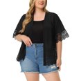 thumbnail image 1 of Agnes Orinda Women's Plus Size Cover Up Lace Panel Summer Holiday Boho Cardigans 3X Black, 1 of 5