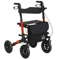 thumbnail image 1 of HOMCOM Folding Adjustable Rollator Walker w/ Seat 10" Rubber Wheels, Red, 1 of 10