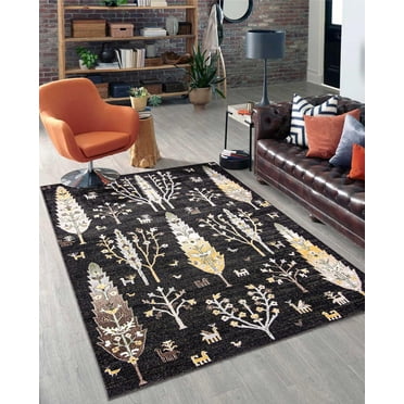 Tapis Lavable ECARPET Boho Chic pour Chambre, Salon, Chambre d'Enfant, Couloir
