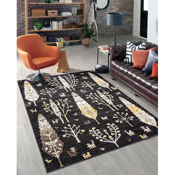 Tapis Lavable ECARPET Boho Chic pour Chambre, Salon, Chambre d'Enfant, Couloir