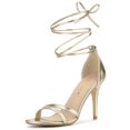 thumbnail image 1 of BLISSFUL STEP Women's Open Toe Lace Up Stiletto Heel Sandals, 1 of 6