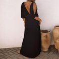 thumbnail image 4 of Robes Maxi pour Femmes 2023 avec Manches Robe Maxi d'Été Décontractée pour Femmes Bohème à Fleurs Col en V Manches Courtes Bouffantes Robe de Plage Longue Robe Évasée Robe à Manches Courtes en Liquidation, 4 of 9