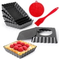 thumbnail image 1 of Mini Tart Pans Square 4 Inch 6Pcs with Removable Bottom, Nonstick Quiche Pan Mini Pie Pans with Oil Brush&Silicone Scrubber, Tart Pan with Fluted Side, Quiche Bakeware for Oven, 1 of 7