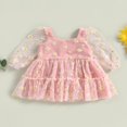 thumbnail image 2 of Robe Trapèze pour Bébé Fille, Imprimé Marguerites, Manches Longues, Tulle en Maille, Robe de Fête, 2 of 8