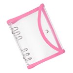 Uxcell PVC A6 Bling Clear Binder Covers with Snap Button Closure, Pink