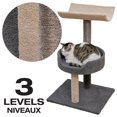thumbnail image 2 of Animooos - Arbre à Chat à 3 Niveaux avec Tapis, Hauteur de 30 Pouces, Gris et Beige, 2 of 2