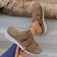 thumbnail image 4 of Women's Platform Wedges Sandals Comfortable Non Slip Slides Lightweight Open Toe Backless Beach Sandal Brown Size 6.5, 4 of 7