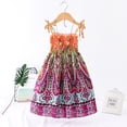 thumbnail image 1 of LEEy-world Vêtements pour Fillettes Robe Princesse pour Bébés Filles au-Dessus du Genou Sans Manches Imprimé Rayé Fleuri Robe Princesse, Orange, 1 of 2