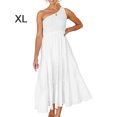 thumbnail image 2 of Robe Longue Femme Décontractée Plissée Midi Robe de Soirée Danse Plage Vacances Bureau Mode Été Blanc TG, 2 of 8