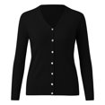 thumbnail image 4 of HBFAGFB Short Cardigan Womens Fashion and Vintage Ribbed Button Down Knitted Sweater Black Size M, 4 of 5