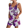 thumbnail image 1 of Pisexur Combinaison Décontractée Plus de Taille Femmes Summer Floral Sans Manches Moulante Sangle Spaghetti Réglable Extensible Shorts une Pièce avec Poches S-3XL, 1 of 5