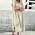 thumbnail image 1 of Ovzne Robes pour Femmes Robe d'Été Robe d'Été pour Femmes à Manches Courtes Imitation Coton et Lin Col Rond Couleur Unie Poches Ourlet Fente Robe Grande Taille Robe Courte Liquidation, 1 of 6