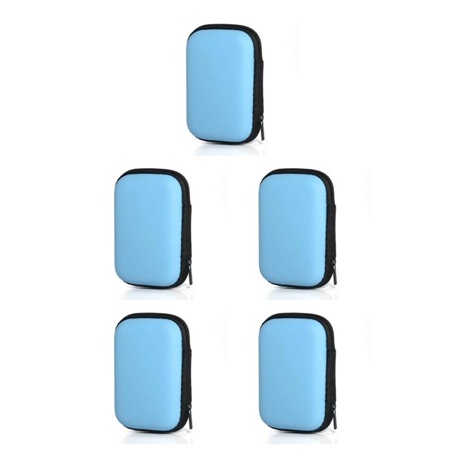 jesticaly Earphone Carry Case with Zipper Earbud Wireless Wired Storage Box Organizer Multi-purpose for Protection Pouch for Outdoor Blue 5Set