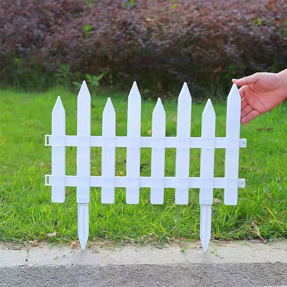 White Plastic Garden Fence Picket Edging Border With Ground Spike For Flower Beds Plant Borders Size 50X30Cm White