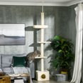 thumbnail image 2 of PawHut 91-102" Floor-to-Ceiling Cat Tree with Scratching Post, House, Bed, 2 of 10