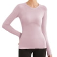 thumbnail image 3 of fheaev Chandails à Manches Longues pour Femmes Col Rond Chandail du Bas Ajusté Décontracté Extensible Ajusté sous-Blouses Entraînement Haut de Sport Pilates Vêtements de Mise en Forme Couche de Base Hauts, 3 of 4