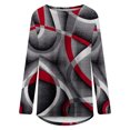 thumbnail image 4 of IROINID Épargne Femmes Long Sleeve Tops Lounge Socket Geometry Imprimé Col Rond Tops, Rouge, 4 of 5