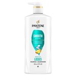 Pantene Shampooing, Smooth et Sleek, Combats Frizz, sans danger pour les cheveux colorés traités, sans paraben