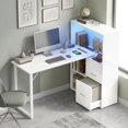 thumbnail image 2 of HOMCOM 54" Computer Desk, Home Office Desk with Power Outlets & LED Lights, 2 of 10
