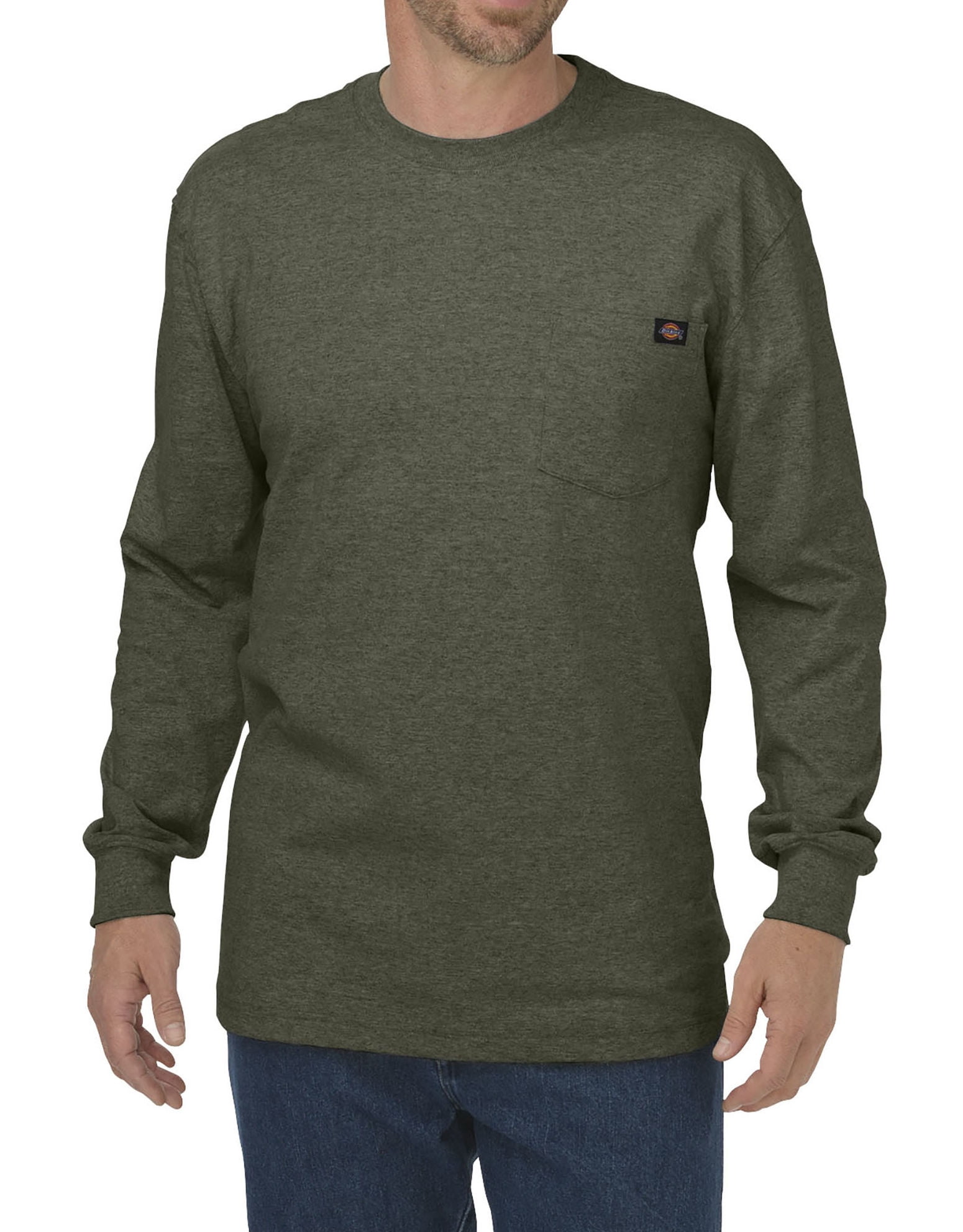 Dickies Mens Long-Sleeve Heavyweight Crew-Neck T-Shirt, 2X, Moss Green