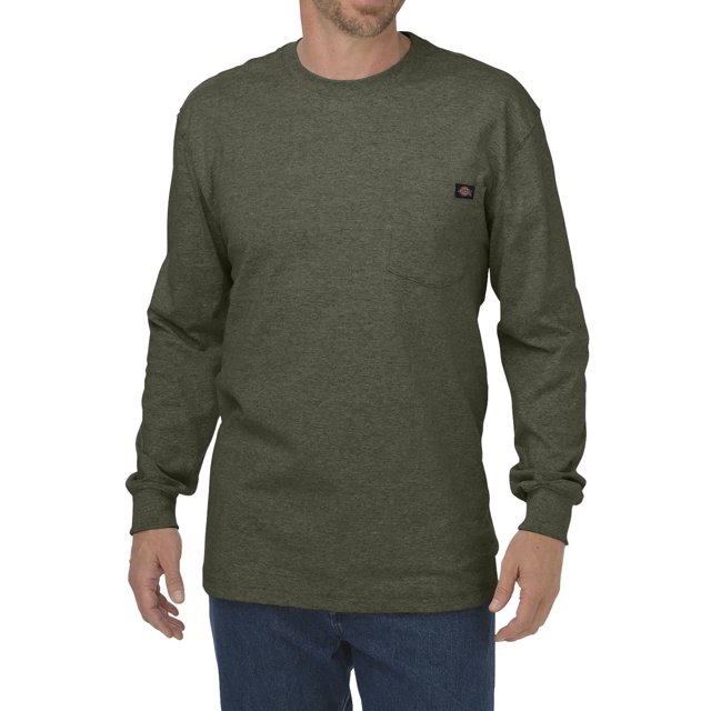 Dickies T-Shirt à Manches Longues pour Hommes, Col Ras du Cou, Poids Lourd, 2X, Vert Mousse