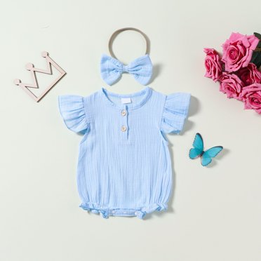 BLCHUNen Barboteuses pour Bébé Col Ras du Cou Chandail à Enfiler à Volants Léger Décontracté Détente Sommeil Sortie Tendance Grenouillères pour Nouveau-Né pour 0-18 Mois