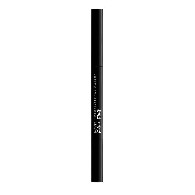 NYX Professional Makeup Fill & Fluff Crayon Pommade pour Sourcils Noir Mince à Double Extrémité avec Embout en Forme de Goutte pour des Traits Précis Semblables aux Cheveux et Pinceau micro Palette pour Fluffer et Estomper pour Définir et Apprivoiser les Sourcils