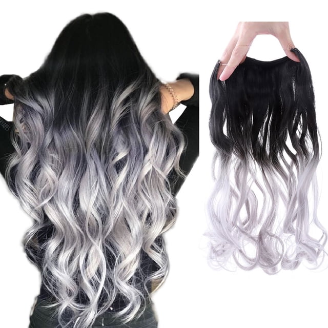 Extensions de Cheveux Invisibles Fil Miracle Secret Pièces de Cheveux Soyeuses Raides Bouclées Synthétiques