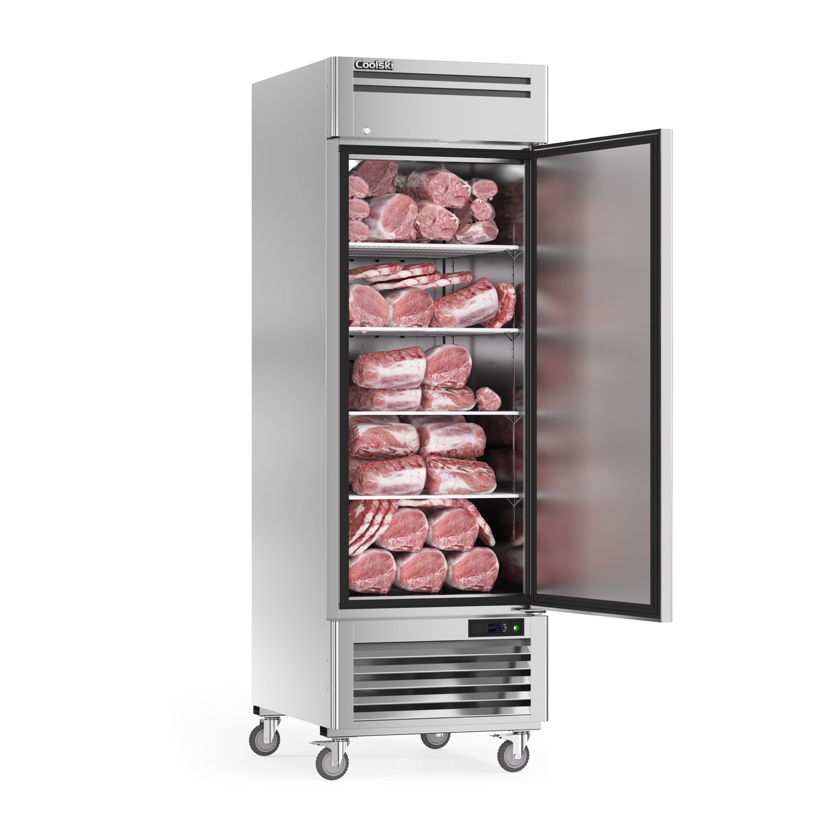 Coolski Congélateur commercial de 27" L, 19,32 pi³ à porte solide unique en acier inoxydable